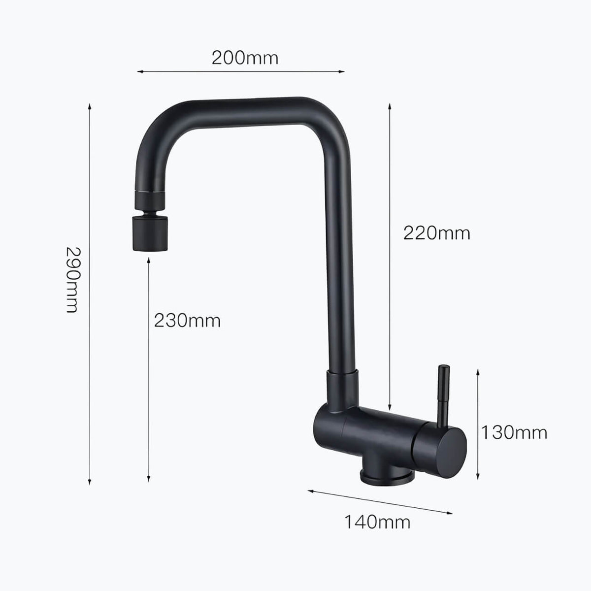 Robinet douchette pour évier inox pliable à double rotation - Noir