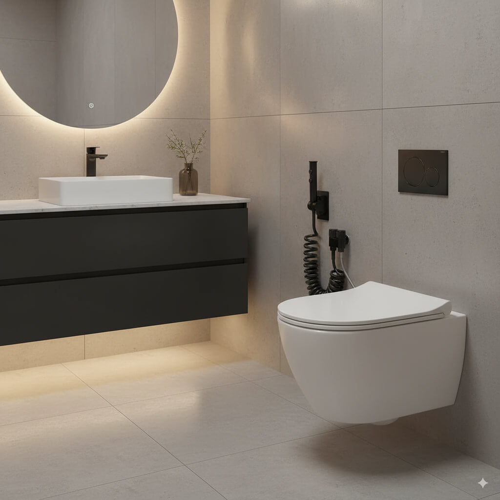 Robinet douchette WC double jet - Noir