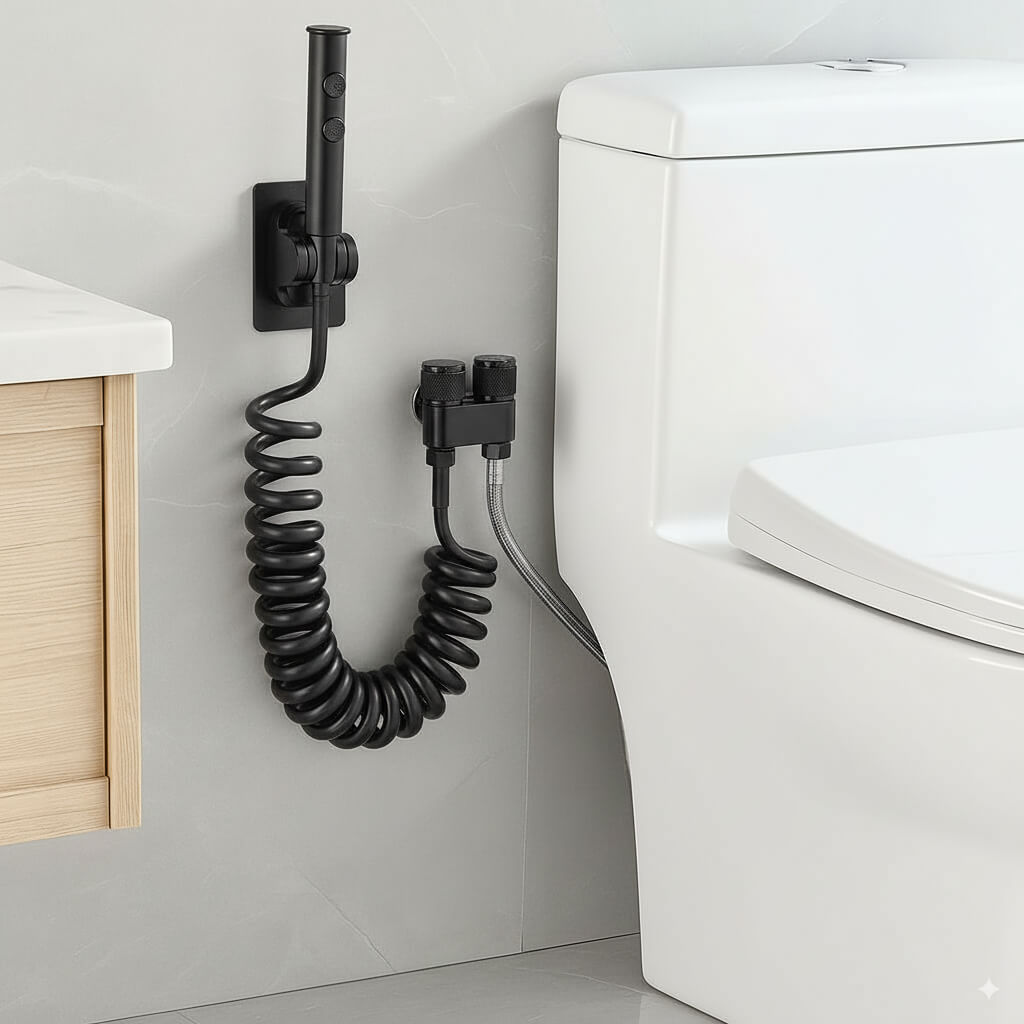 Robinet douchette WC double jet - Argent