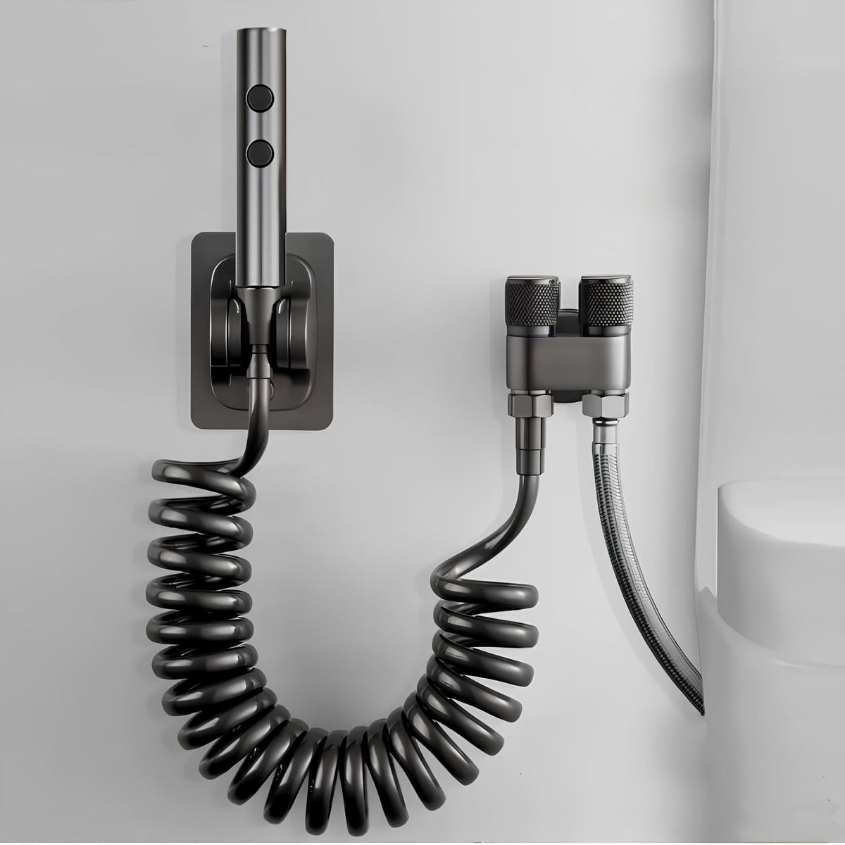 Robinet douchette WC double jet - Gris foncé