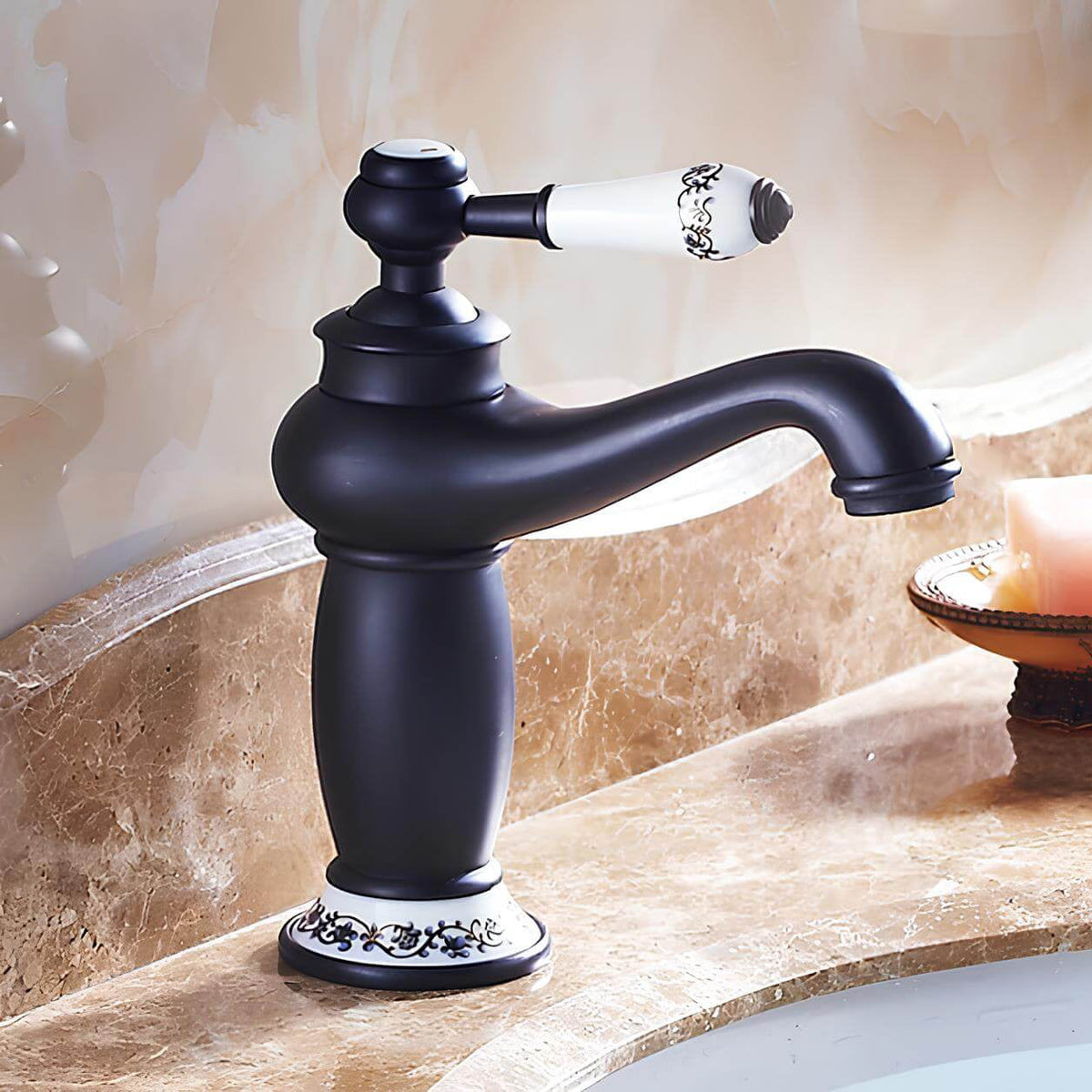 Robinet lavabo en laiton finition antique - Chrome
