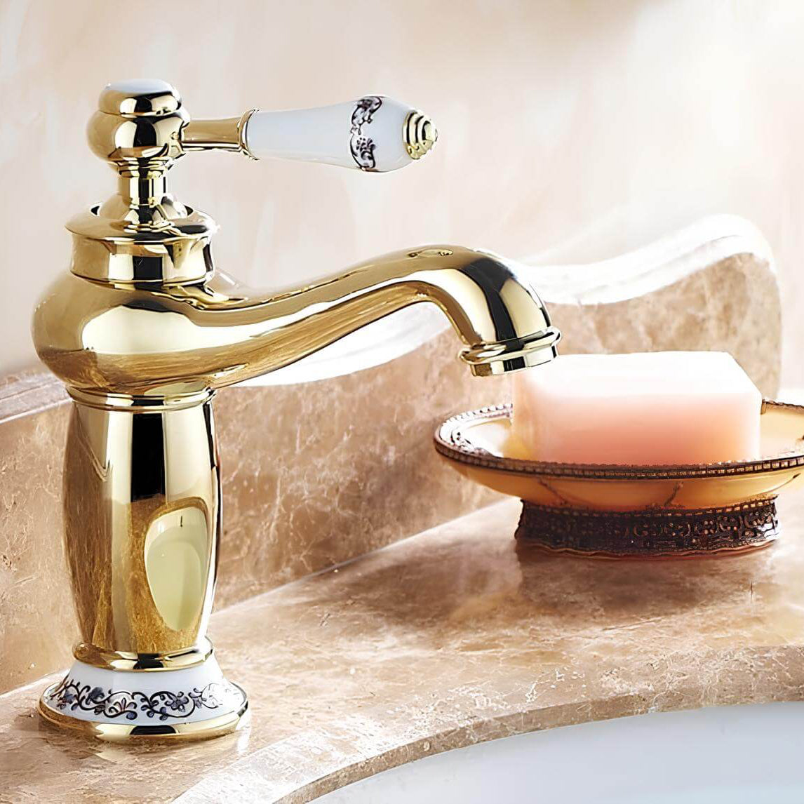 Robinet lavabo en laiton finition antique - Chrome