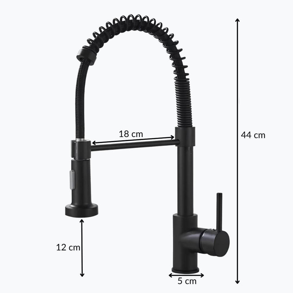 Robinet douchette avec ressort - Élégant et pratique - Noir