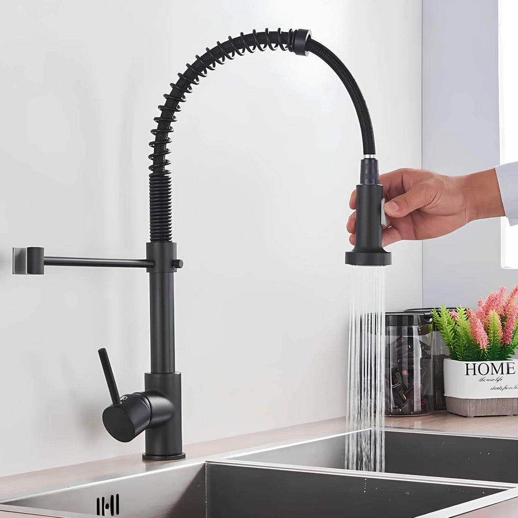 Robinet douchette avec ressort - Élégant et pratique - Gris brossé