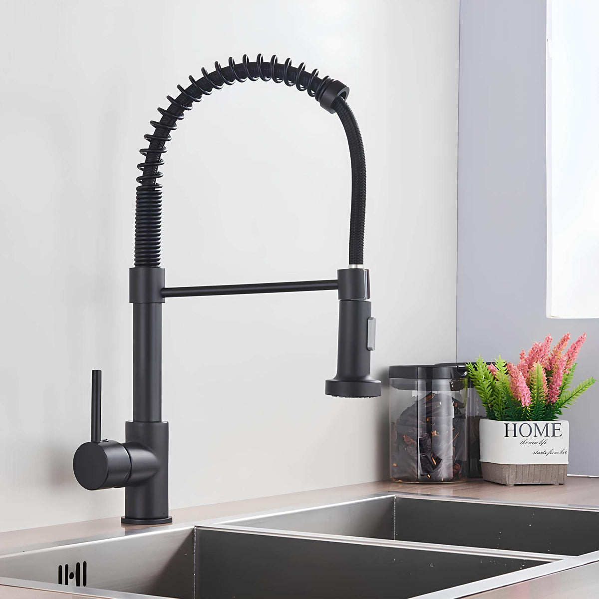 Robinet douchette avec ressort - Élégant et pratique - Noir