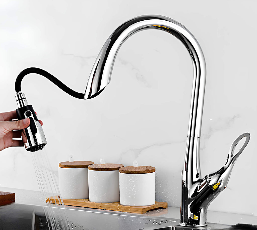 Robinet douchette évier - design luxueux - Or rose