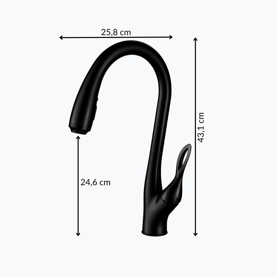 Robinet douchette évier - design luxueux - Noir mat