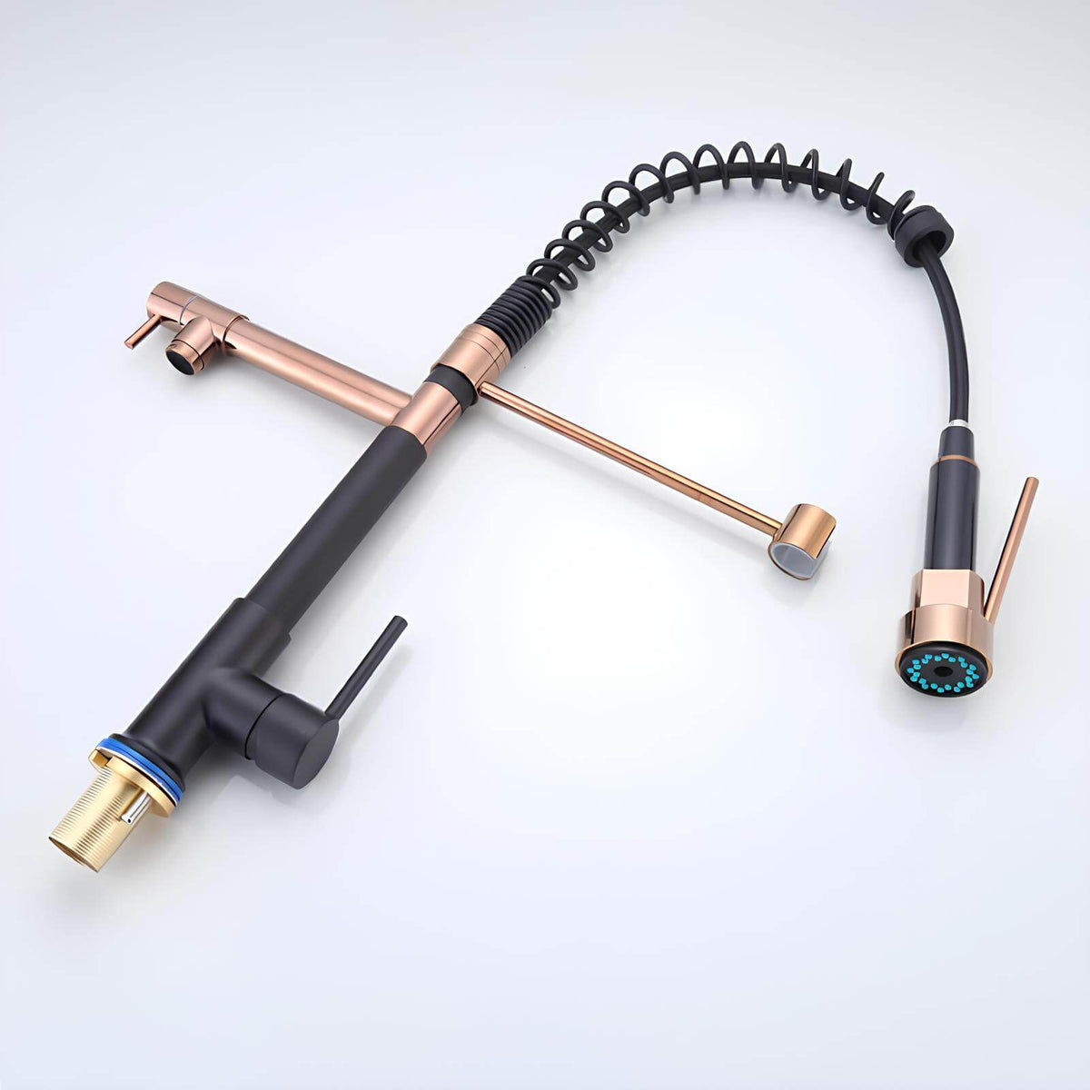 Robinet douchette multifonction - Design industriel - Noir - Or Rose