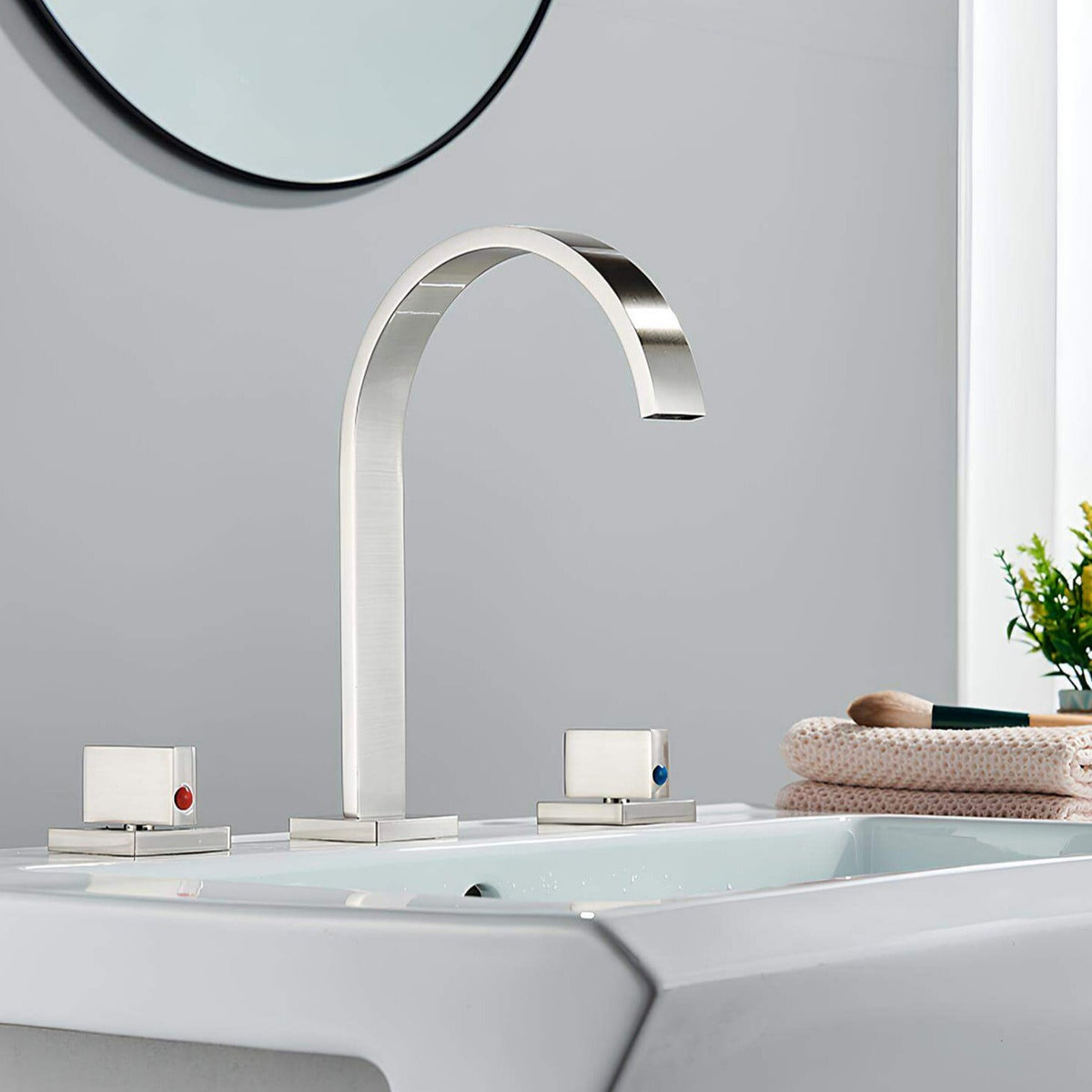 Robinet lavabo 3 trous - Doubles poignées - Noir Mat