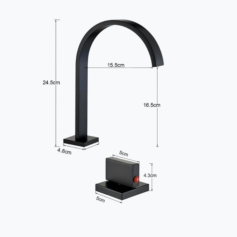 Robinet lavabo 3 trous - Doubles poignées - Noir Mat