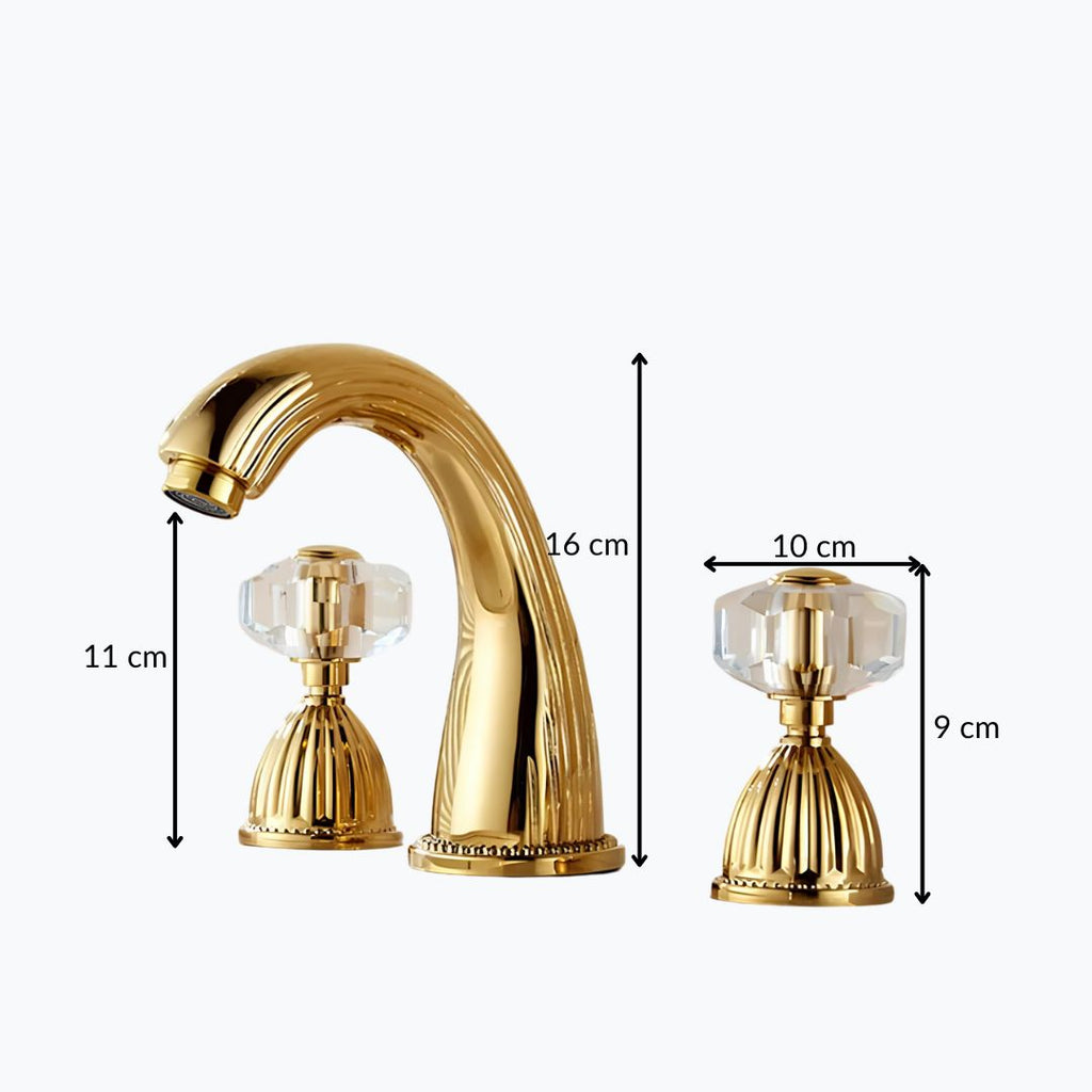 Robinet lavabo à 3 trous- Poignées cristal - Noir