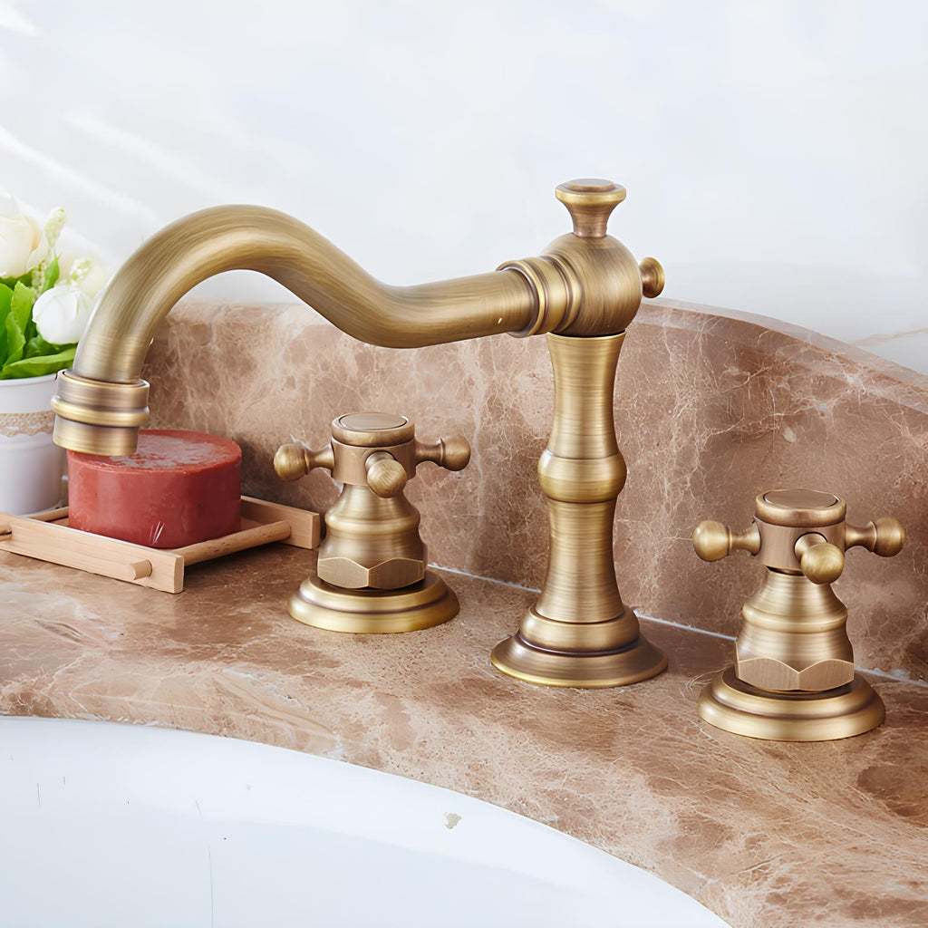 Robinet lavabo 3 trous style ancien - Or Antique