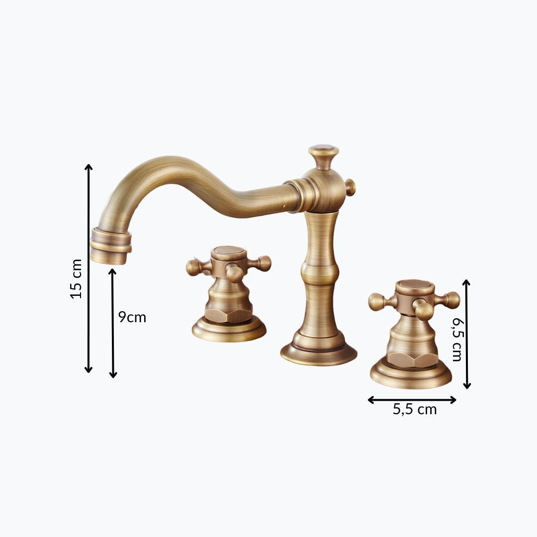 Robinet lavabo 3 trous style ancien - Or Antique