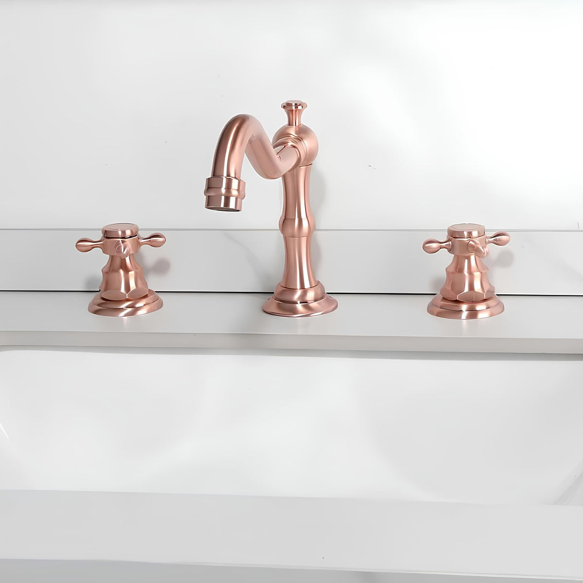 Robinet lavabo 3 trous - Style classique - Rose Gold