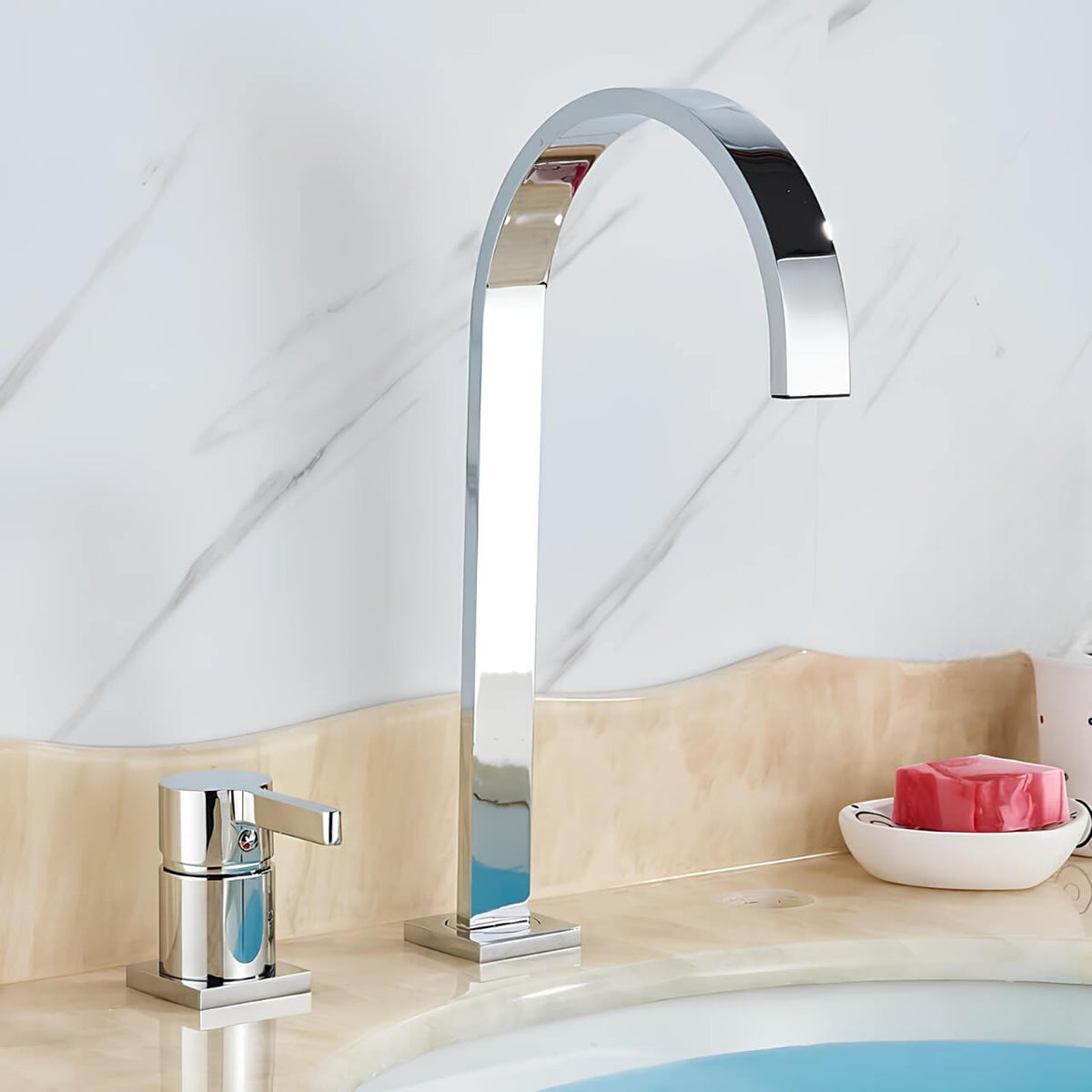 Robinet lavabo à large bec - Noir Mat