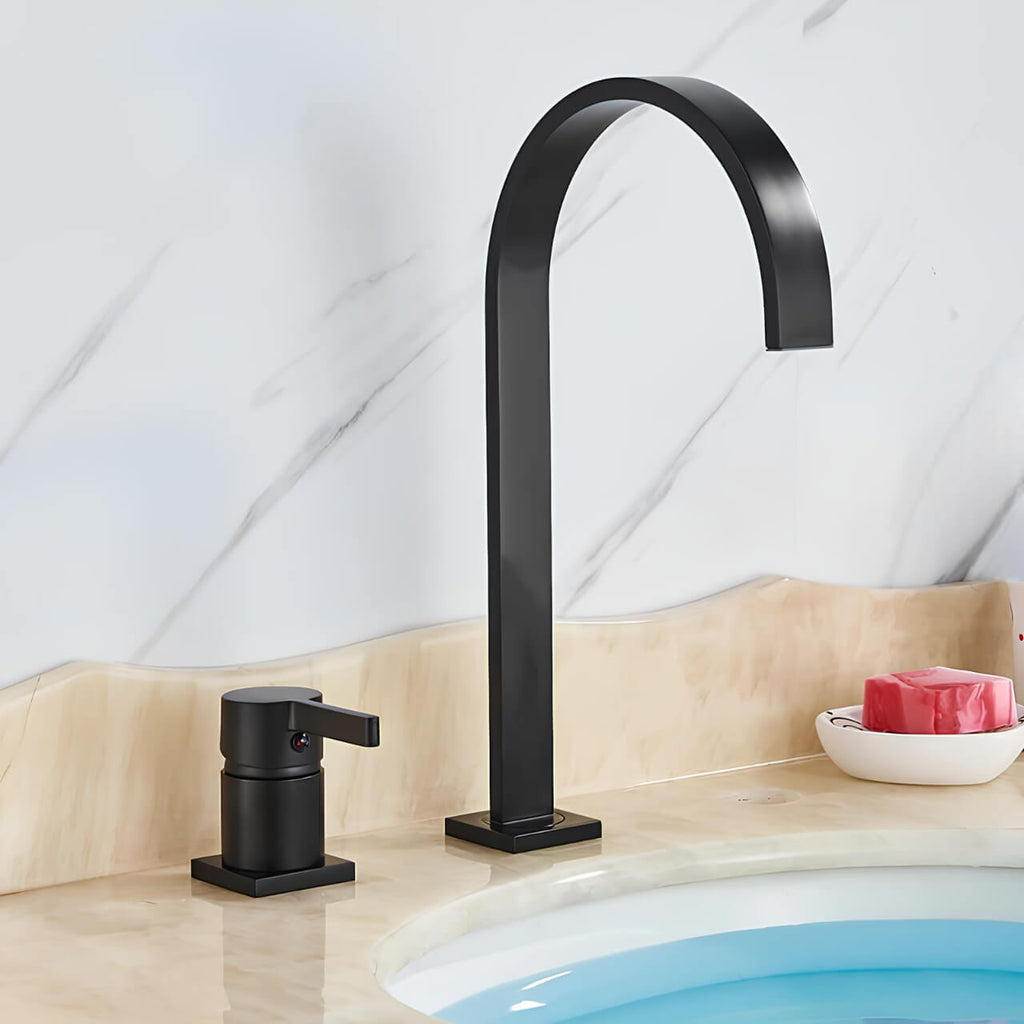 Robinet lavabo à large bec - Noir Mat