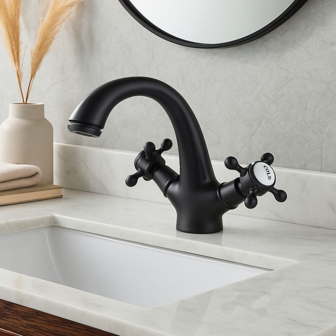 Robinet lavabo antique mélangeur - Noir