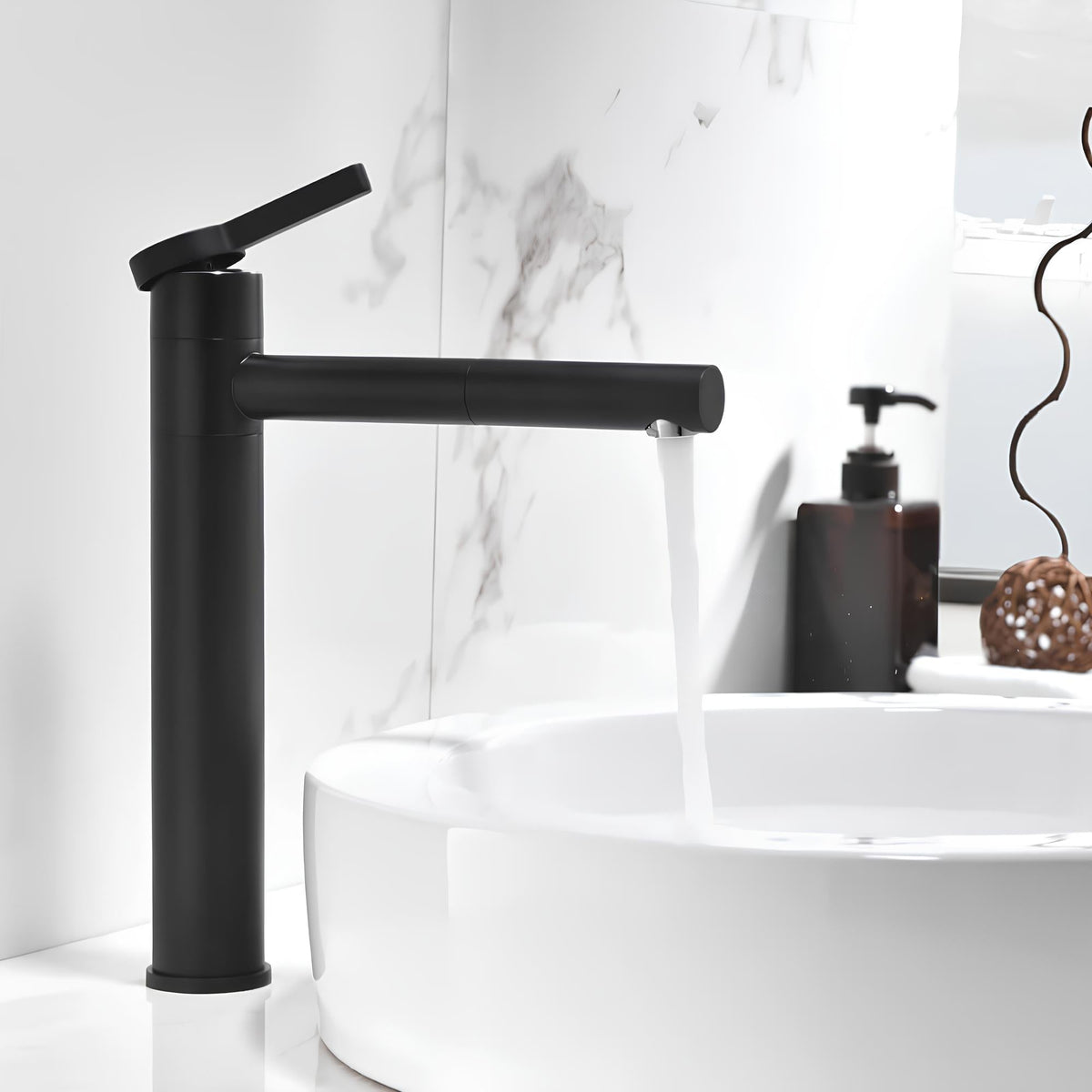 Robinet vasque design bec pivotant - Blanc
