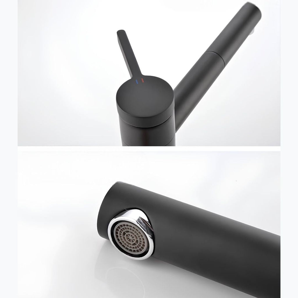 Robinet vasque design bec pivotant - Noir
