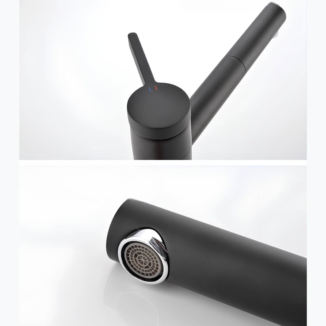 Robinet vasque design bec pivotant - Noir