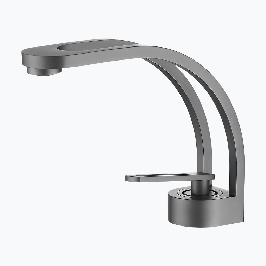 Robinet lavabo - Design arrondi - Gris