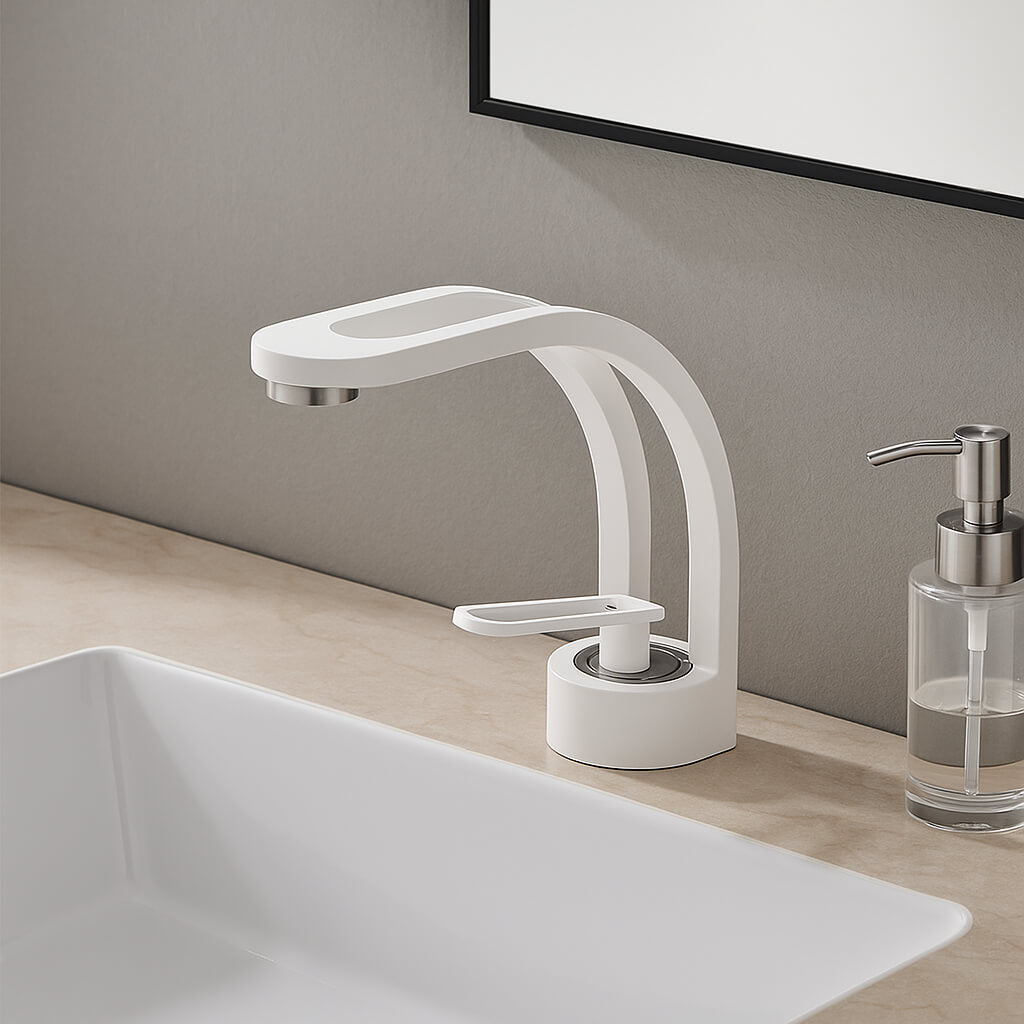 Robinet lavabo - Design arrondi - Gris