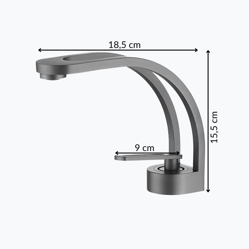 Robinet lavabo - Design arrondi - Gris