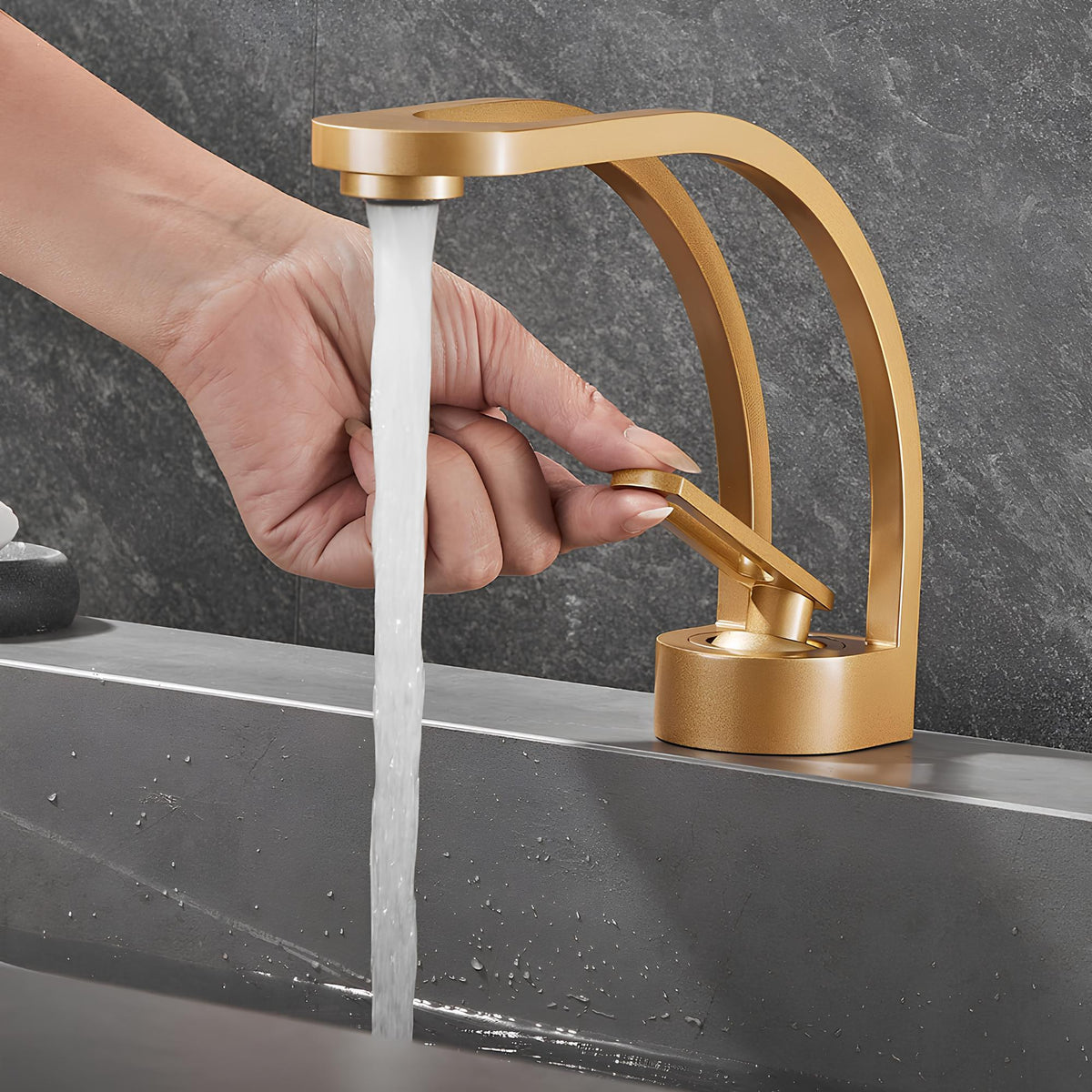 Robinet lavabo - Design arrondi - Noir
