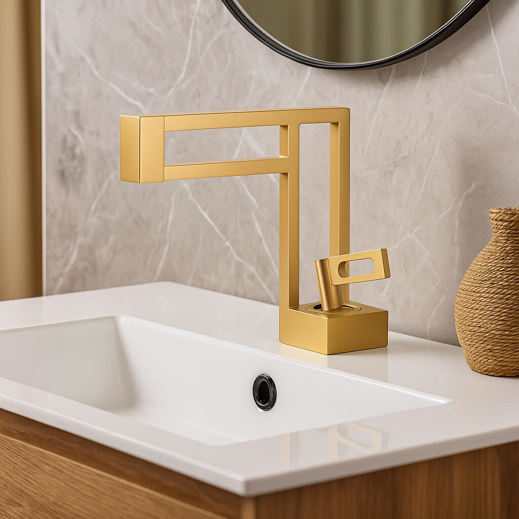 Robinet lavabo cascade -Design moderne - Or
