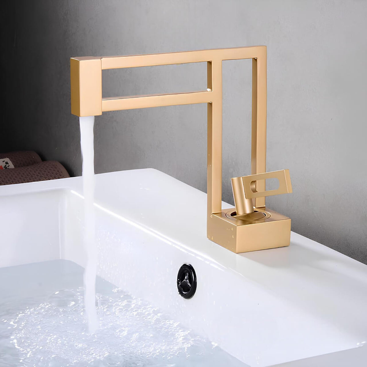 Robinet lavabo cascade -Design moderne - Or