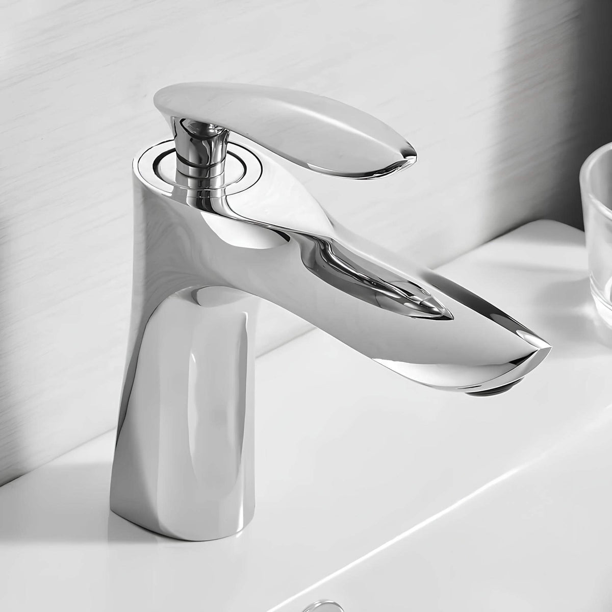 Robinet lavabo cascade - mitigeur au design raffiné - Chrome