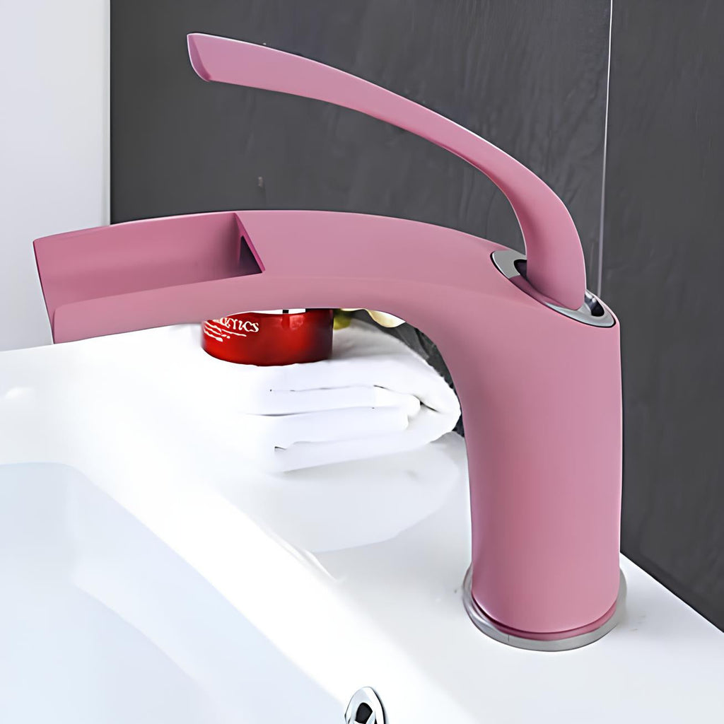 Robinet mitigeur rose en laiton - mitigeur cascade pour lavabo - Compact