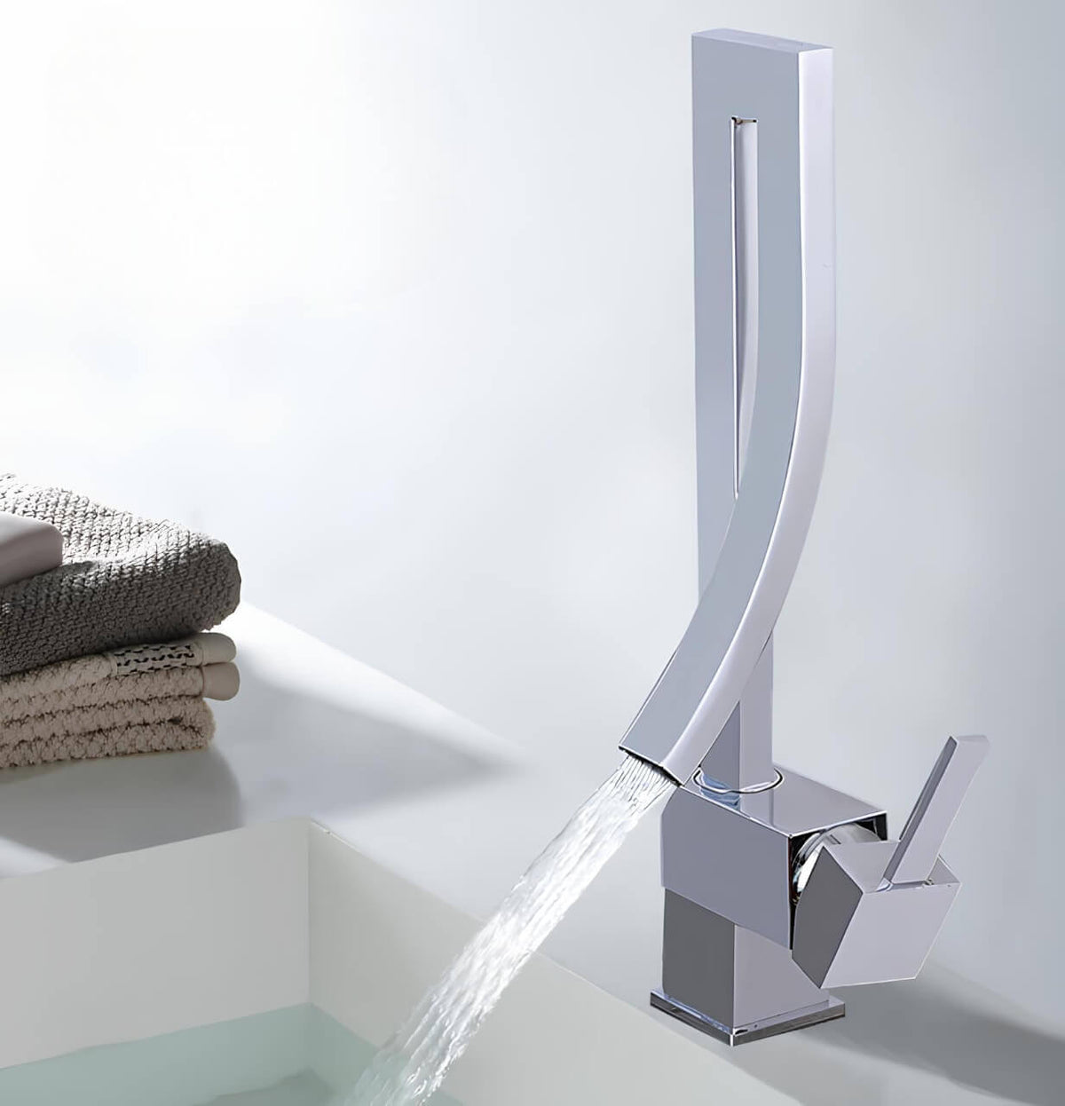 Robinet vasque design - Élégance intemporelle - Gris Brossé