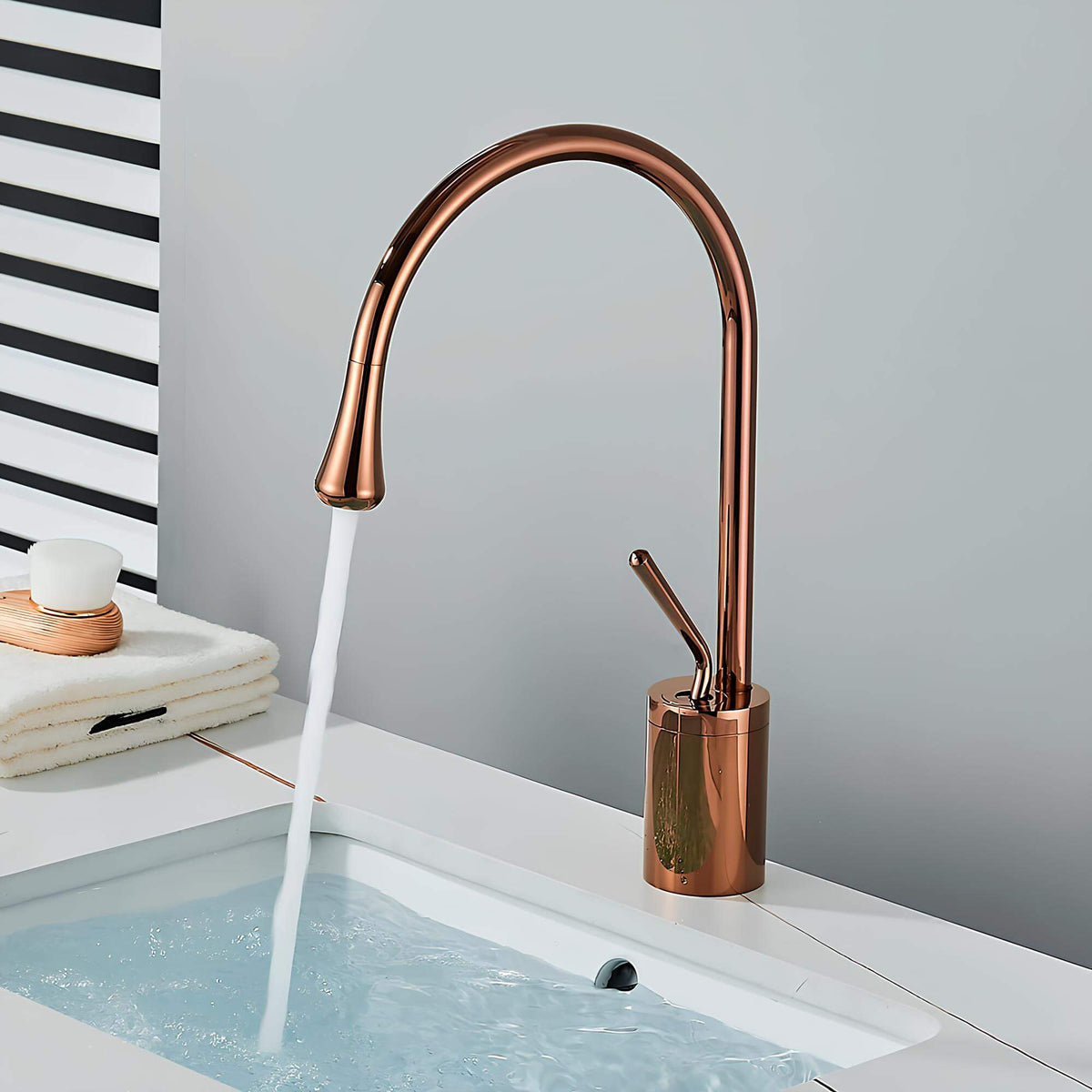 Robinet lavabo - Design et élégant - Or