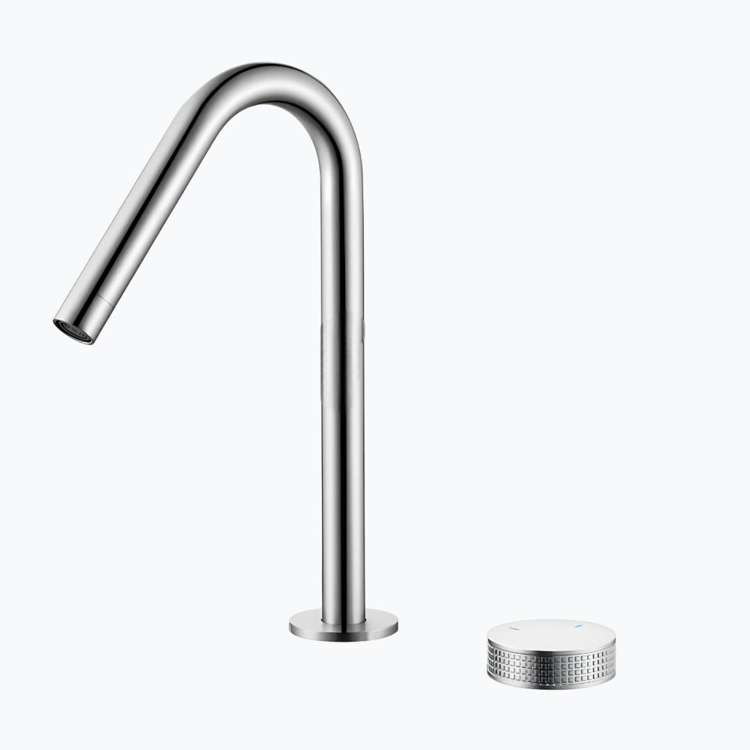 Robinet lavabo - design minimaliste - Gris Métallisé
