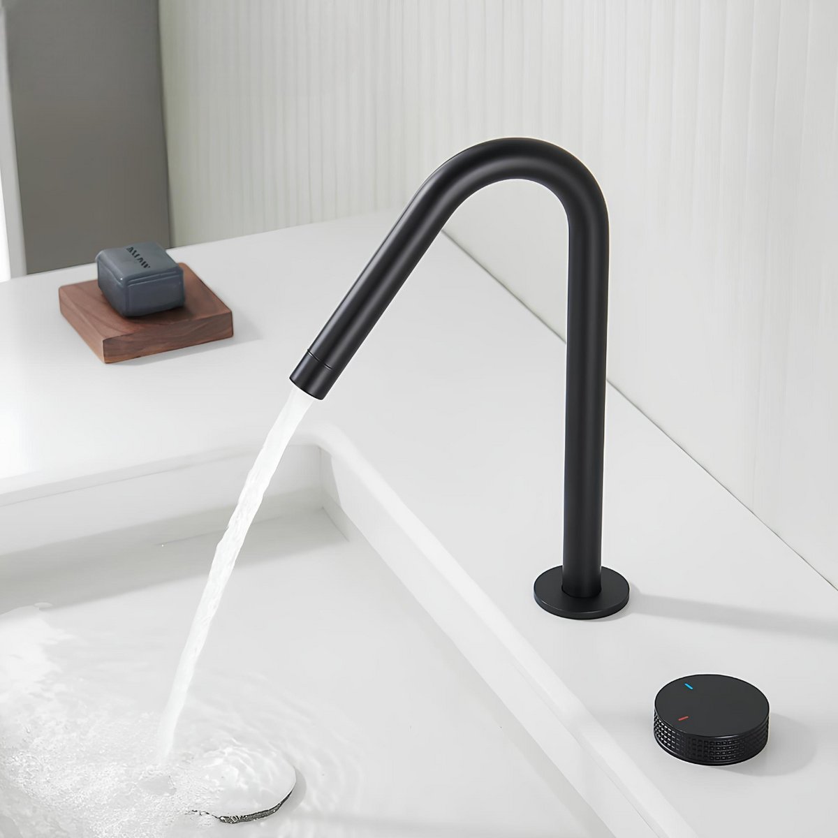 Robinet lavabo - design minimaliste - Gris Métallisé