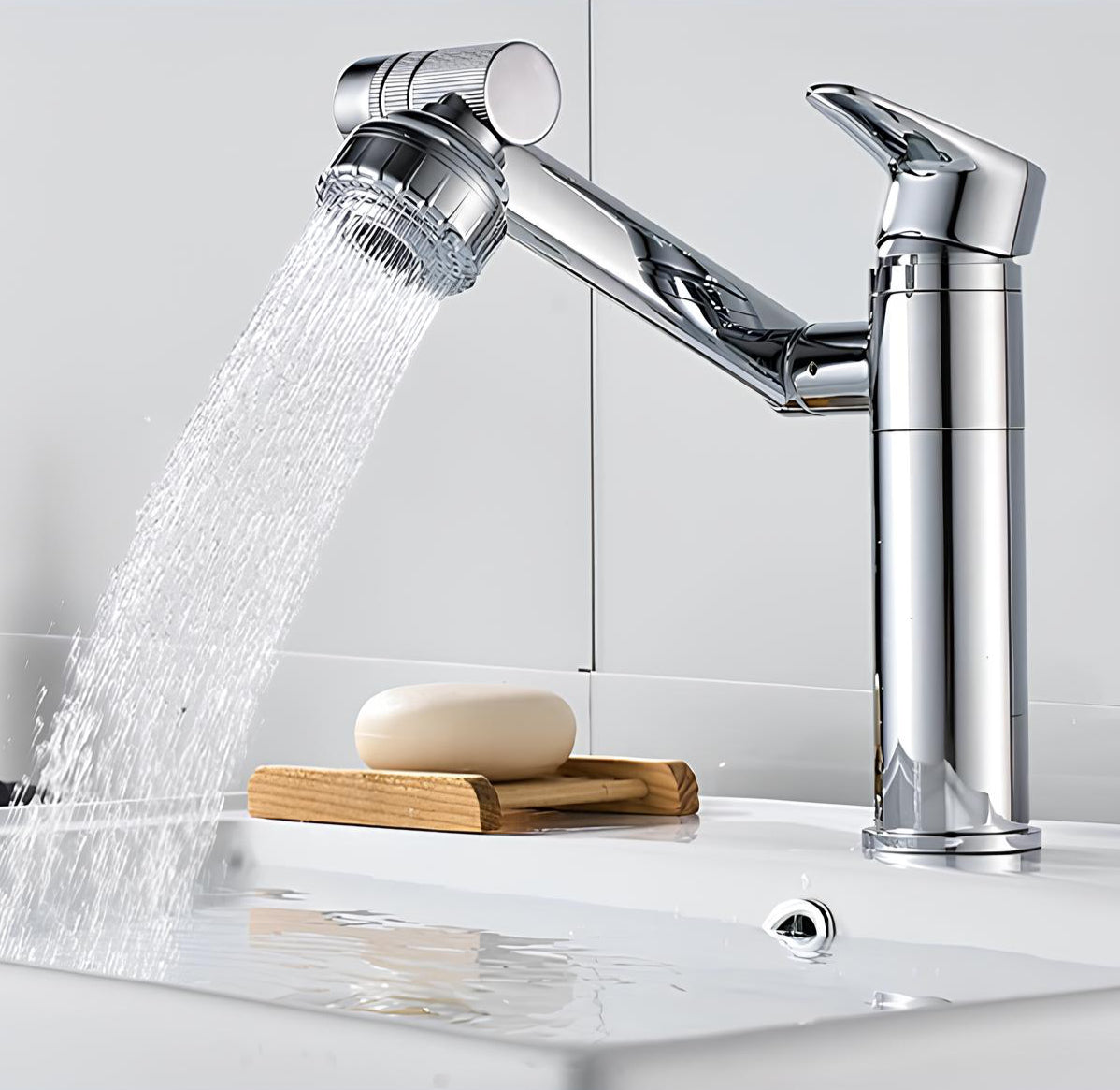 Robinet mitigeur - Design raffiné - Blanc - Or