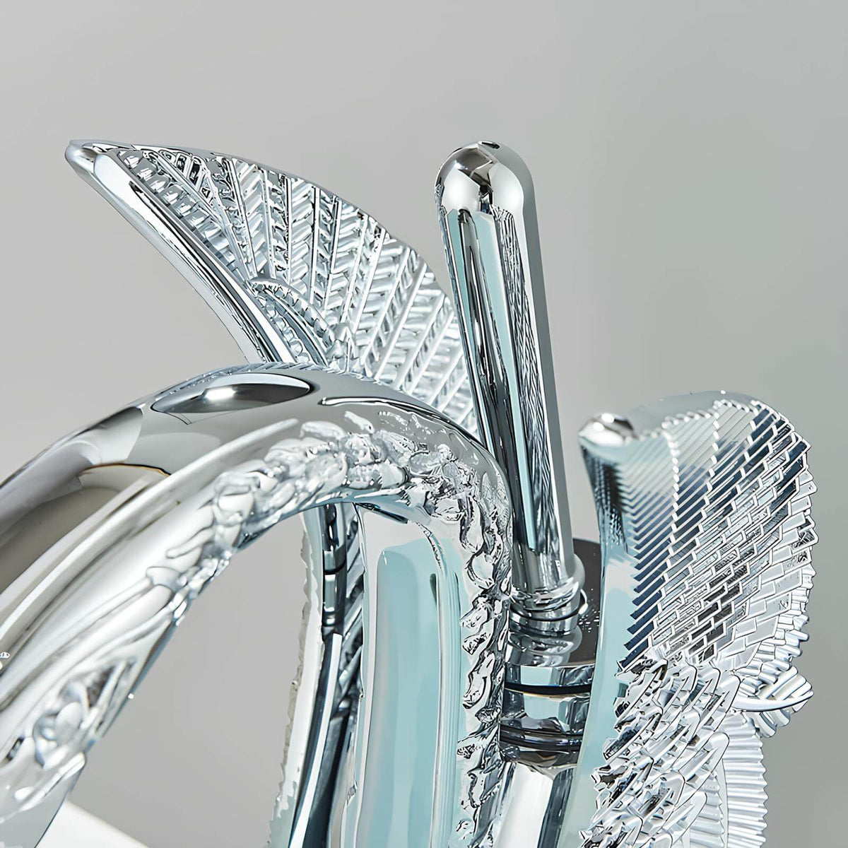 Robinet lavabo en forme de cygne - Or brossé