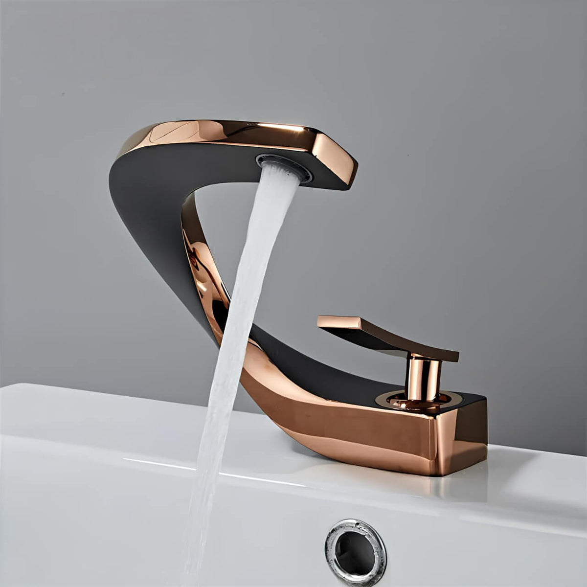 Robinet lavabo finition or rose - Or Rose - Noir