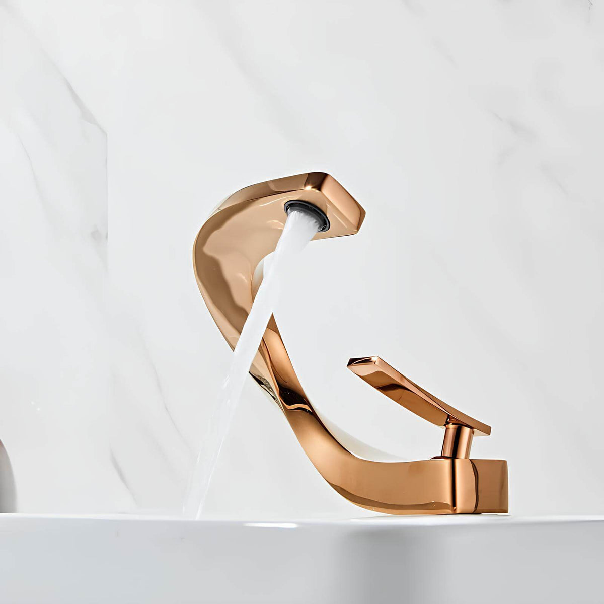 Robinet lavabo finition or rose - Or Rose - Blanc