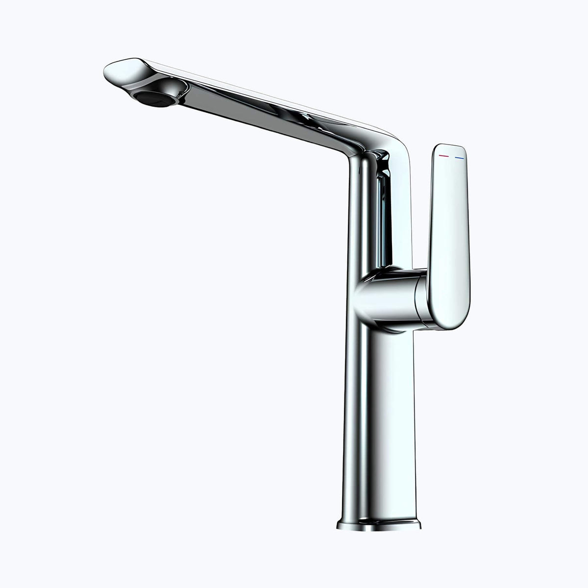 Robinet lavabo haut - mitigeur design à bec allongé - Gris brossé
