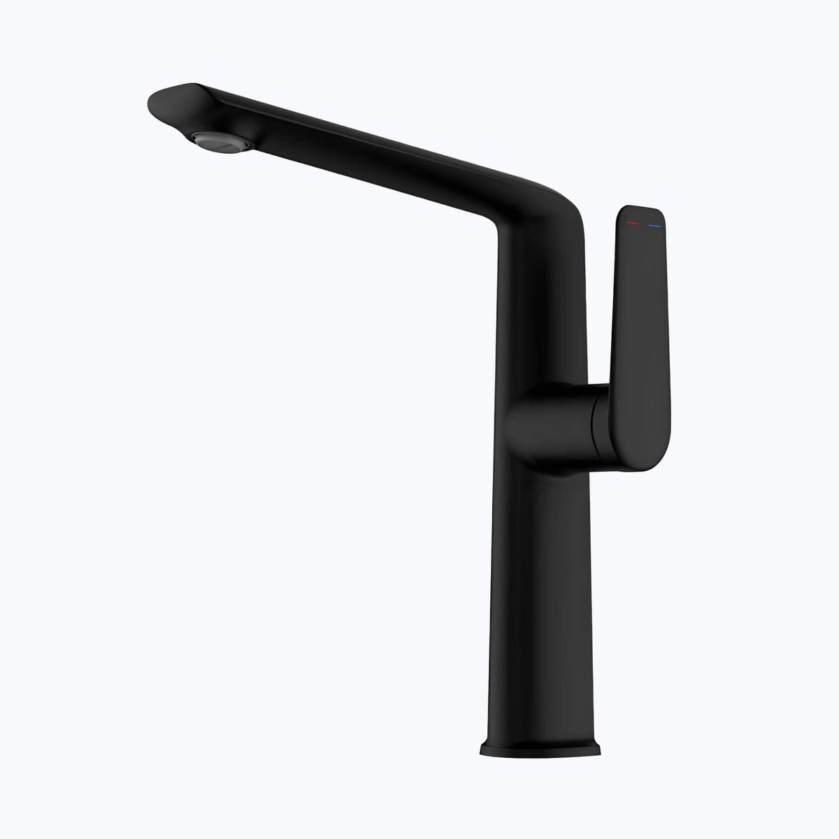 Robinet lavabo haut - mitigeur design à bec allongé - Gris brossé