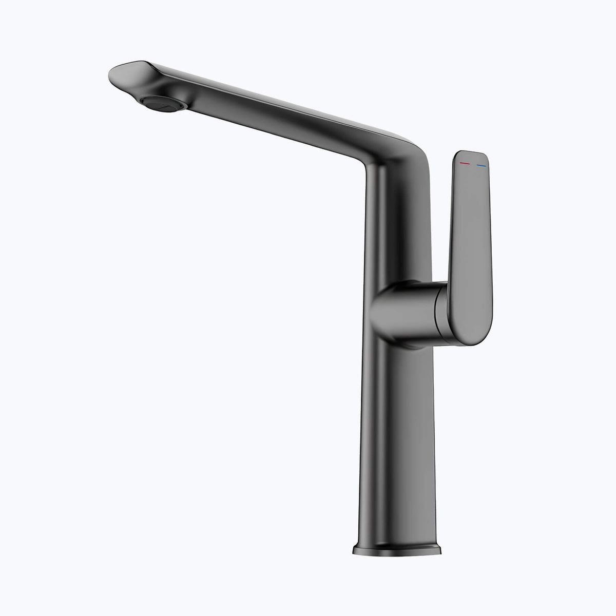 Robinet lavabo haut - mitigeur design à bec allongé - Gris brossé