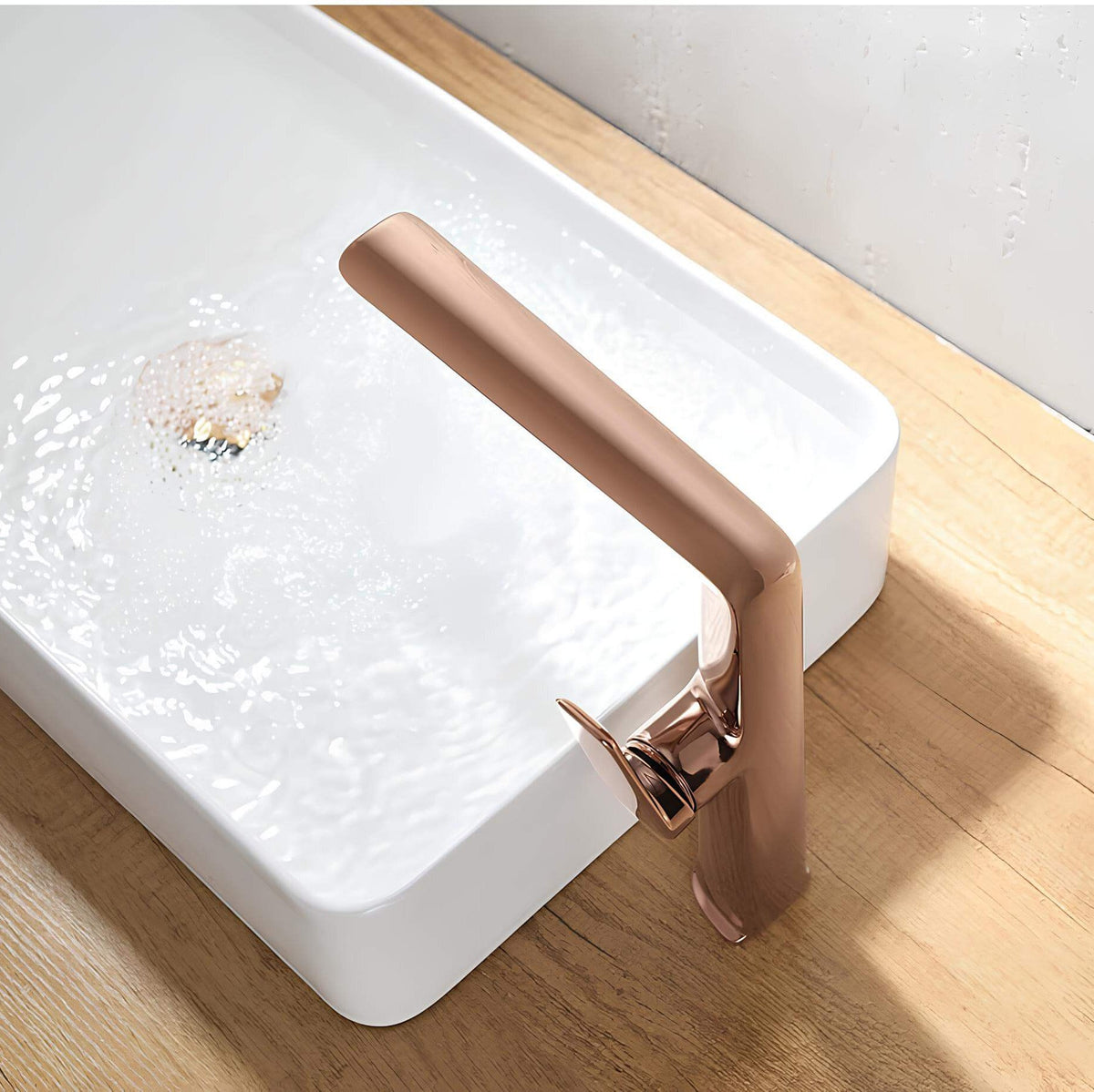 Robinet lavabo haut - mitigeur design à bec allongé - Gris brossé