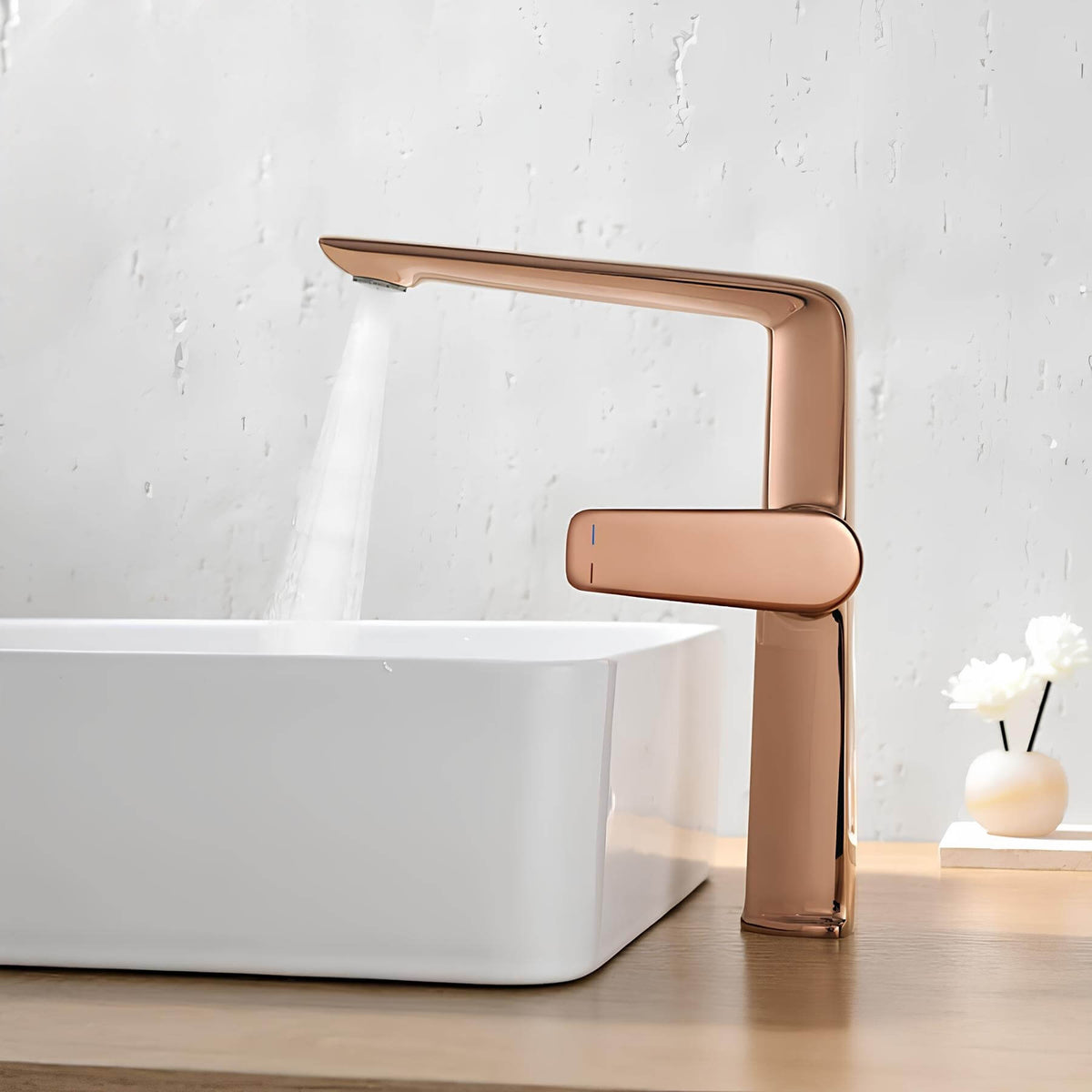 Robinet lavabo haut - mitigeur design à bec allongé - Gris brossé