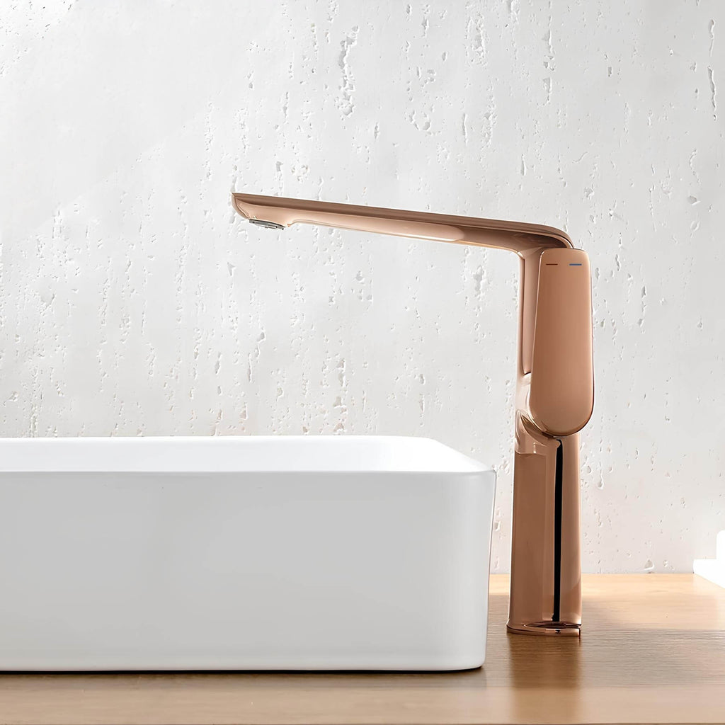 Robinet lavabo haut - mitigeur design à bec allongé - Chrome