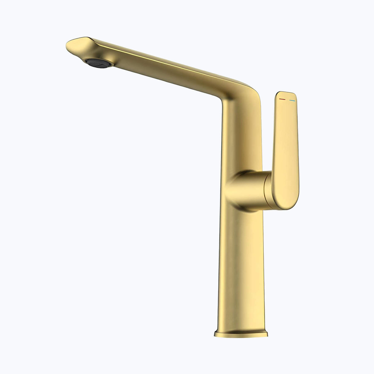 Robinet lavabo haut - mitigeur design à bec allongé - Gris brossé