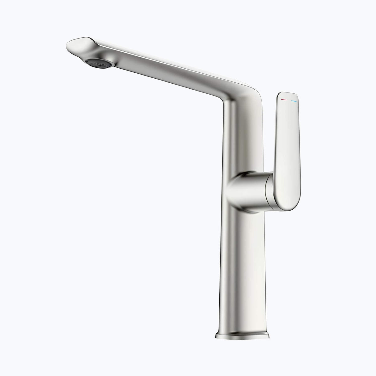 Robinet lavabo haut - mitigeur design à bec allongé - Gris brossé