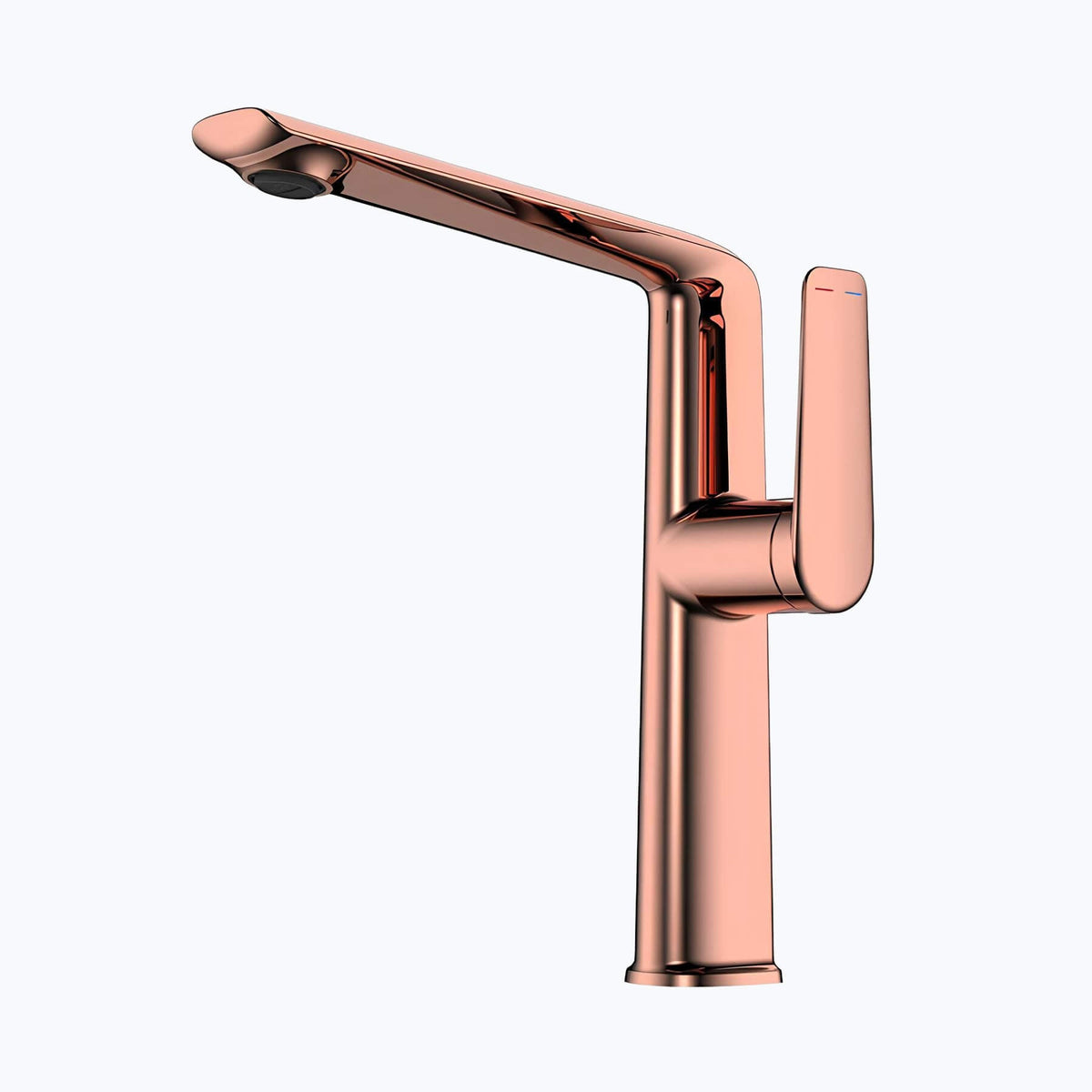 Robinet lavabo haut - mitigeur design à bec allongé - Gris brossé