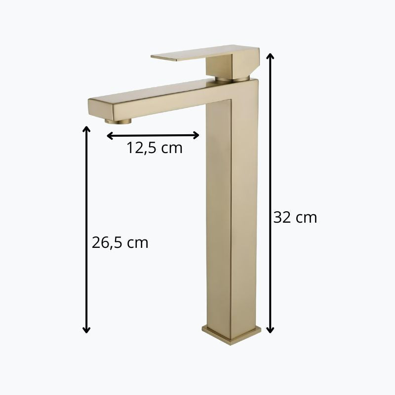 Robinet lavabo mitigeur en inox finition or brossé - Court